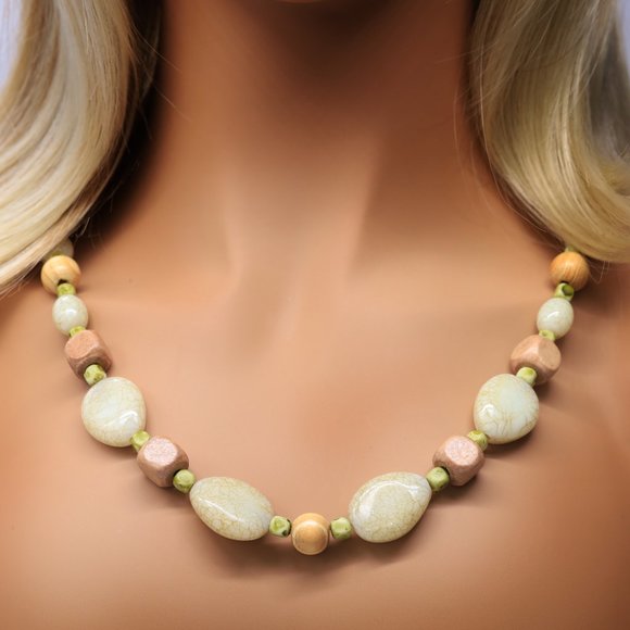 My Bead Emporium Jewelry - Unique wood and stone bead necklace.